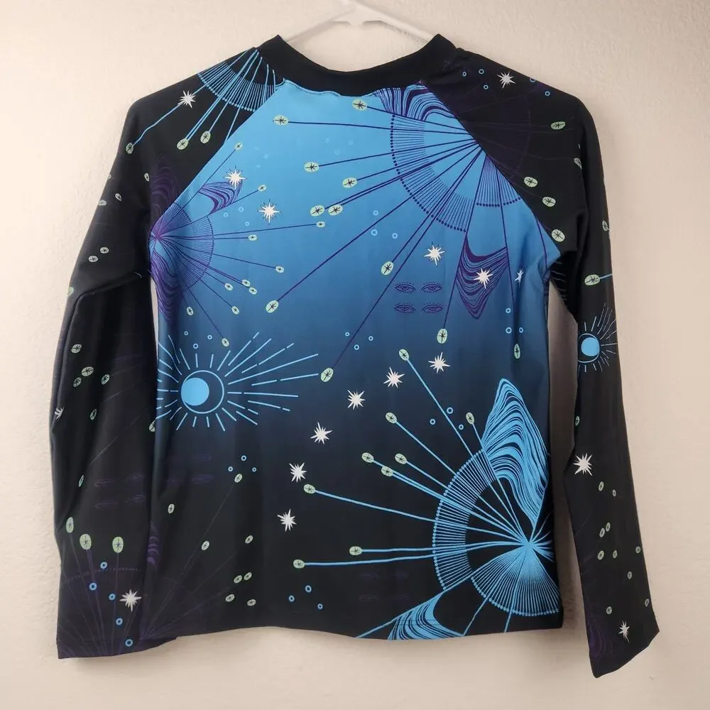 Agua Bendita Eter Noah Rash Guard Rashguard Long Sleeve Blue Size 12 Boys NWT